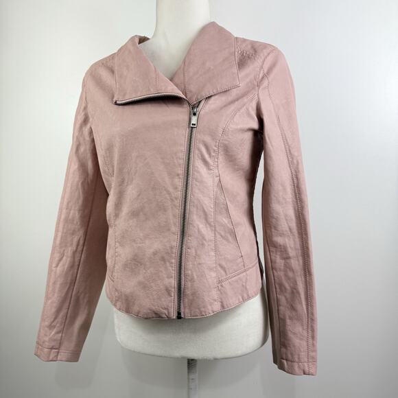 Anthropologie ETT:TWA Ripley Light Pink Faux Leather Moto Jacket SP Vegan Ribbed - Picture 15 of 16
